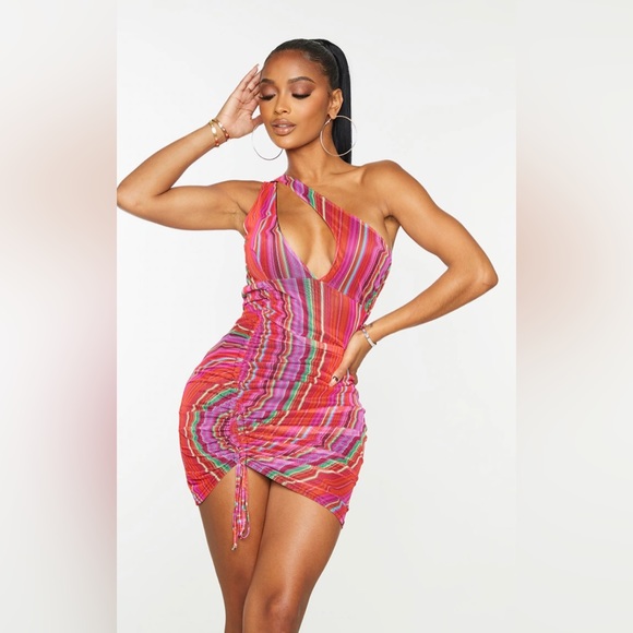 Shape multi stripe mesh halter dress - Picture 2 of 3